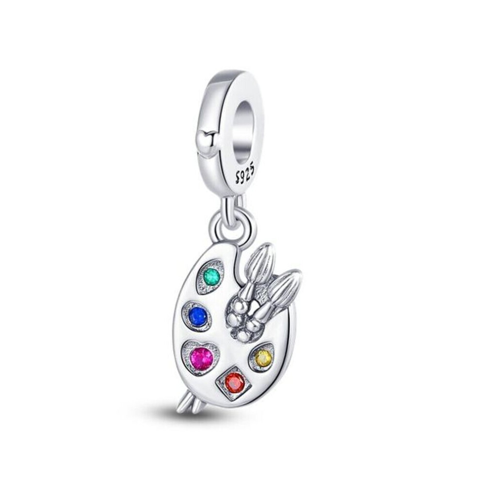 Maxpower (As The Picture) Artist Paint Palette Pendant Charms Beaded 925 Silver Color Fit Necklace Bracelet Jewelry Fashion Women