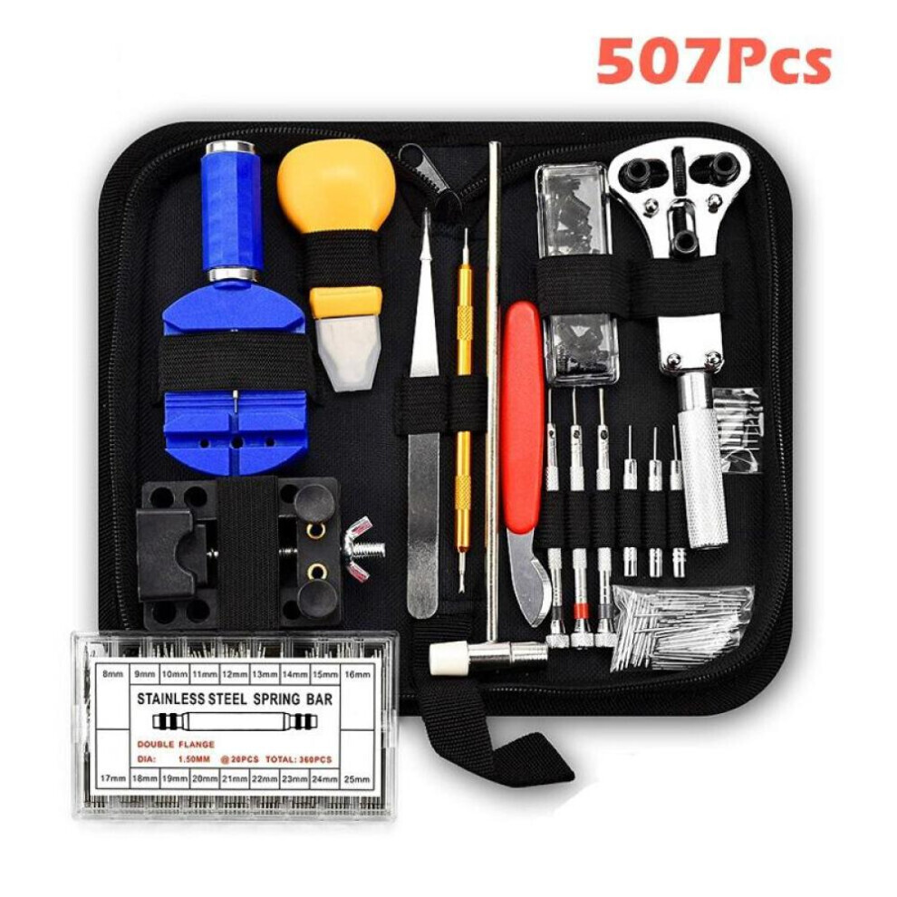 Maxpower (507Pcs) 507/147/11Pcs Watch Repair Tool Kit Holder Watchband Remover Link Pins Spring Bar Watchmaker Repair Tool Opener Pin Link Remover Watch Band L Not,Specified