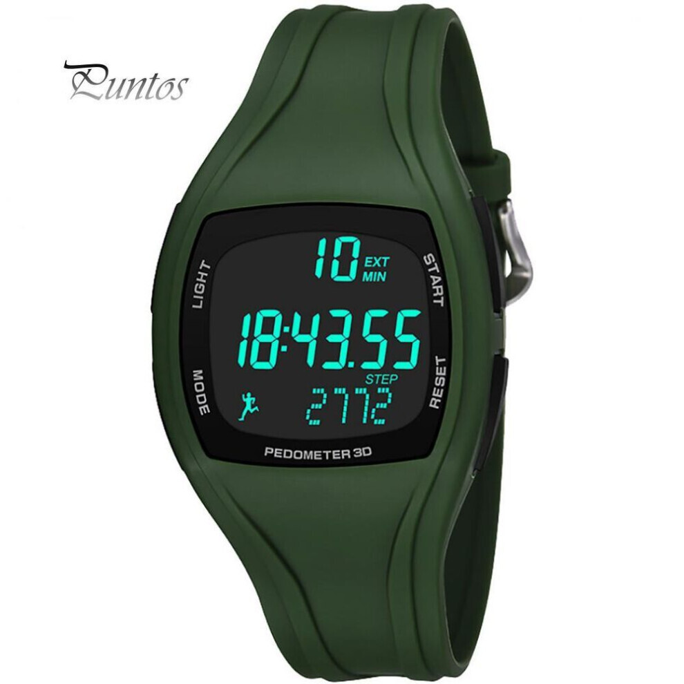 Maxpower (Army ) 3D Pedometer Alarm Chronograph Multifunction Men Digital Wrist Valuable Watch Waterproof Green