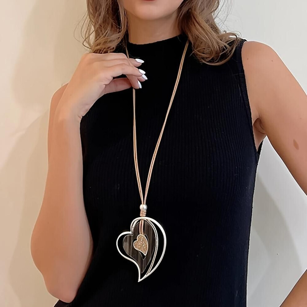 Maxpower (As The Picture) European And American Popular Love Sweater Chain Amazon New Ladies Long Necklace