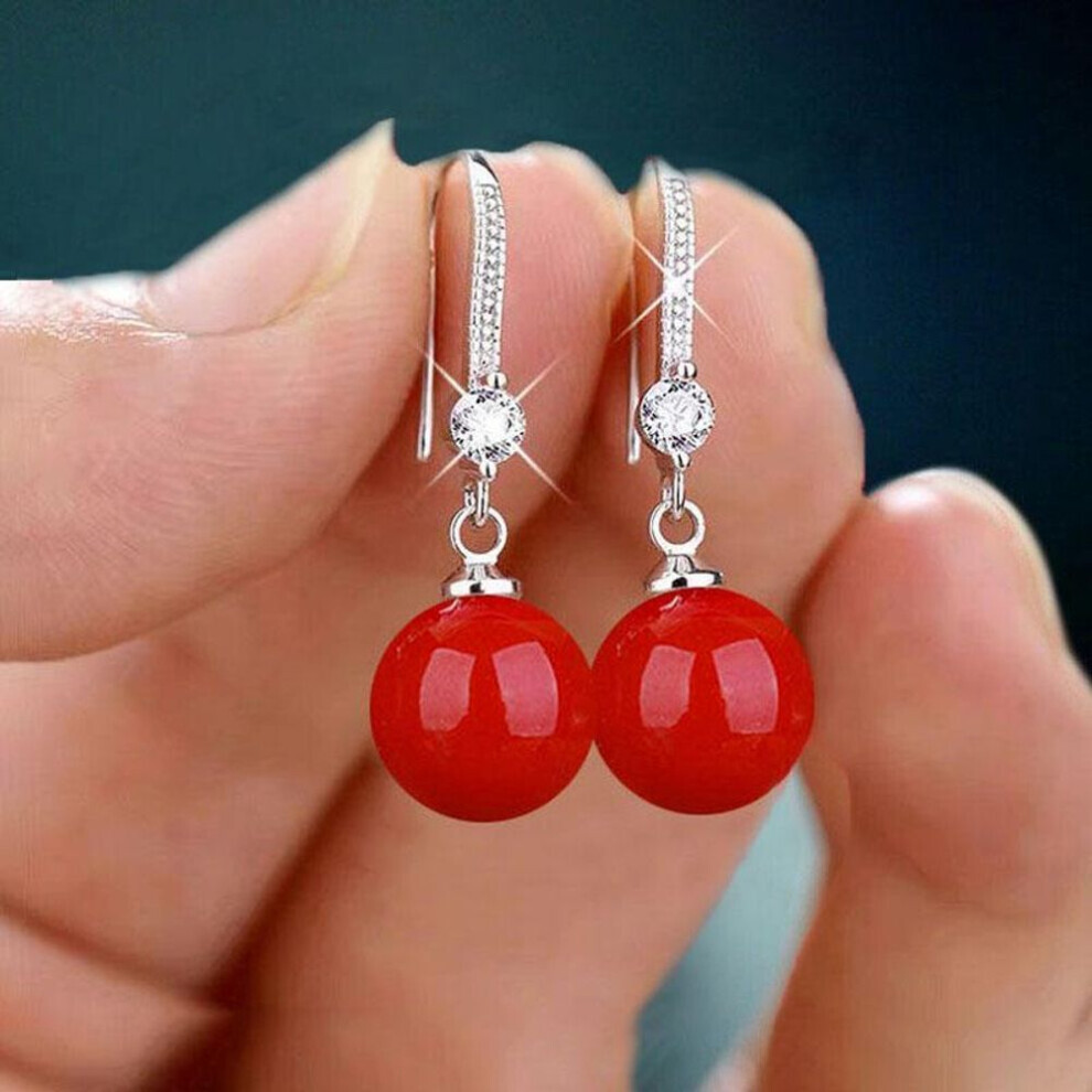 Maxpower (1) Exquisite Fashion Color Waterdrop Imitation Pearls Drop Earrings For Women Elegant Shinying Round Imitation Pearls Stud Earrings Silver