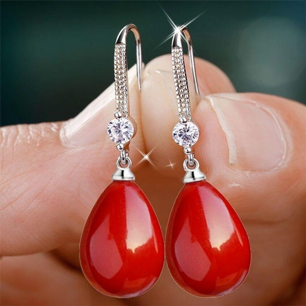 Maxpower (2) Exquisite Fashion Color Waterdrop Imitation Pearls Drop Earrings For Women Elegant Shinying Round Imitation Pearls Stud Earrings Silver