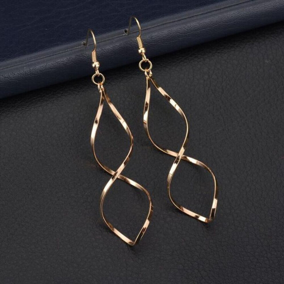 Maxpower (Gold) Hollowing Out Spiral Frame Dangling Earrings For Women Simple Korean Digital Pendant Fashion Earrigns Hanging Female Trend Ear Jewelry