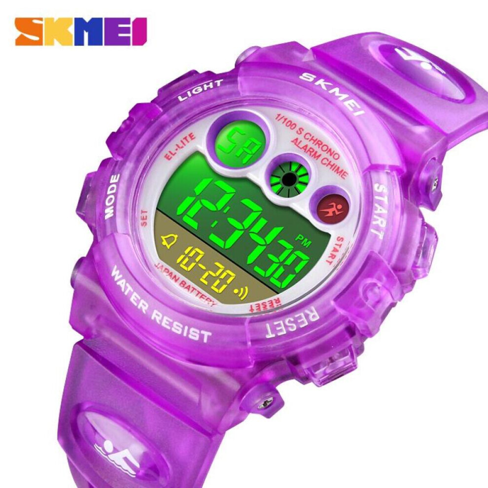 Maxpower (Purple) Skmei Kids Watch Fashion Children Waterproof Led Alarm Date Electronic Digital Sports Wristwatches Purple