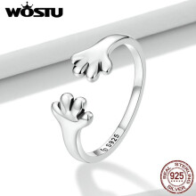(A) Wostu 925 Sterling Silver Puppy Paw & Dinosaur & Elephant & Giraffe Open Ring Animals Rings For Girl