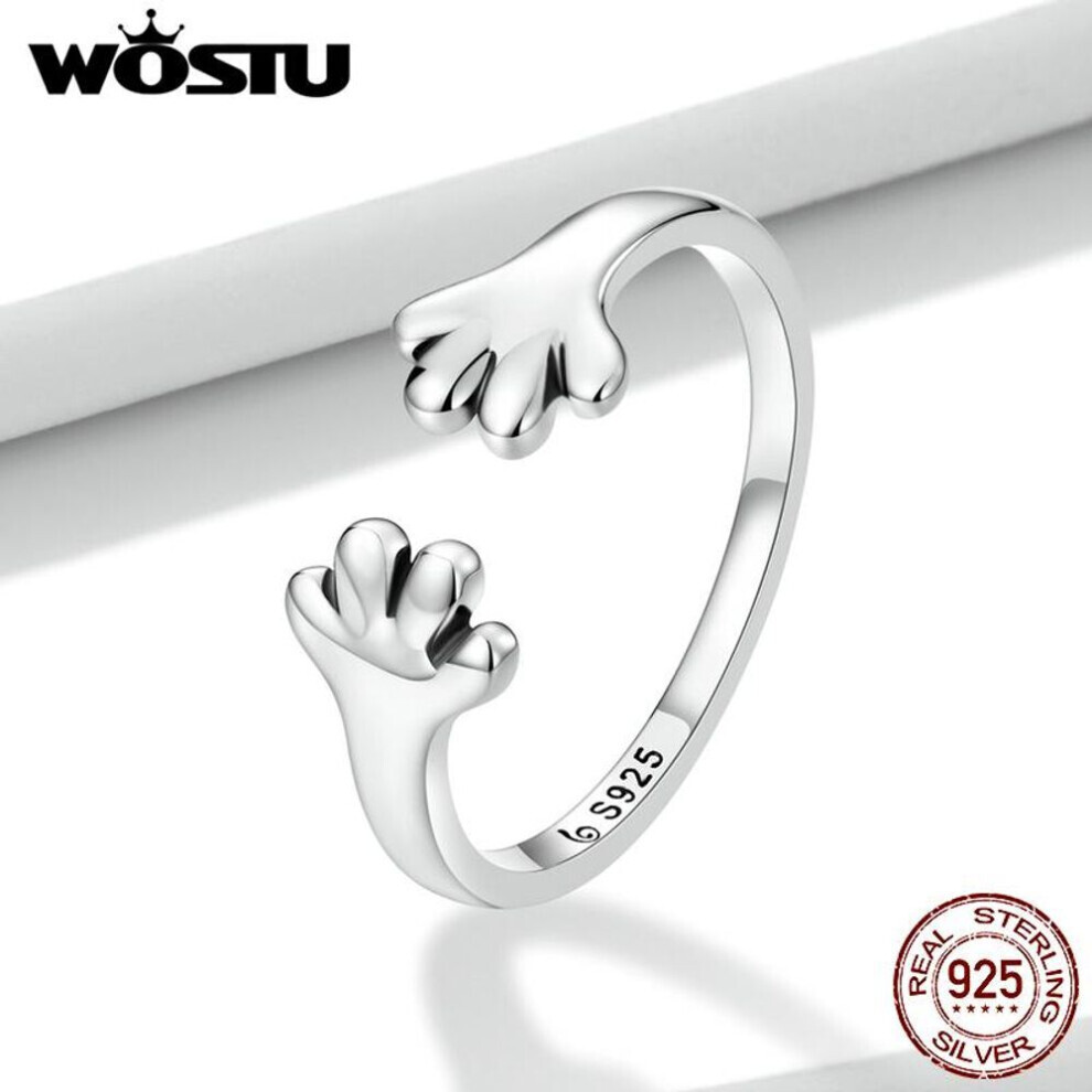 Maxpower (A) Wostu 925 Sterling Puppy Paw & Dinosaur & Elephant & Giraffe Open Ring Animals Rings For Girl Silver