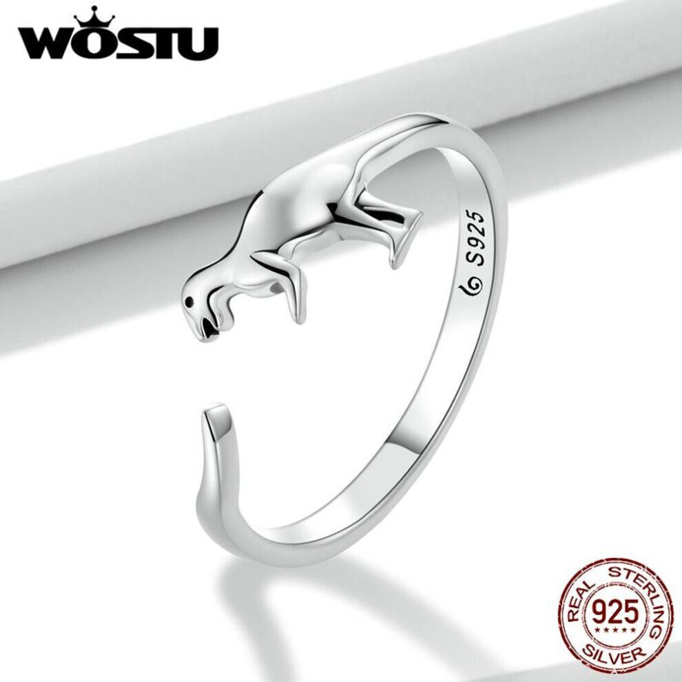 Maxpower (B) Wostu 925 Sterling Puppy Paw & Dinosaur & Elephant & Giraffe Open Ring Animals Rings For Girl Silver
