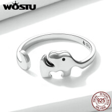 (C) Wostu 925 Sterling Silver Puppy Paw & Dinosaur & Elephant & Giraffe Open Ring Animals Rings For Girl