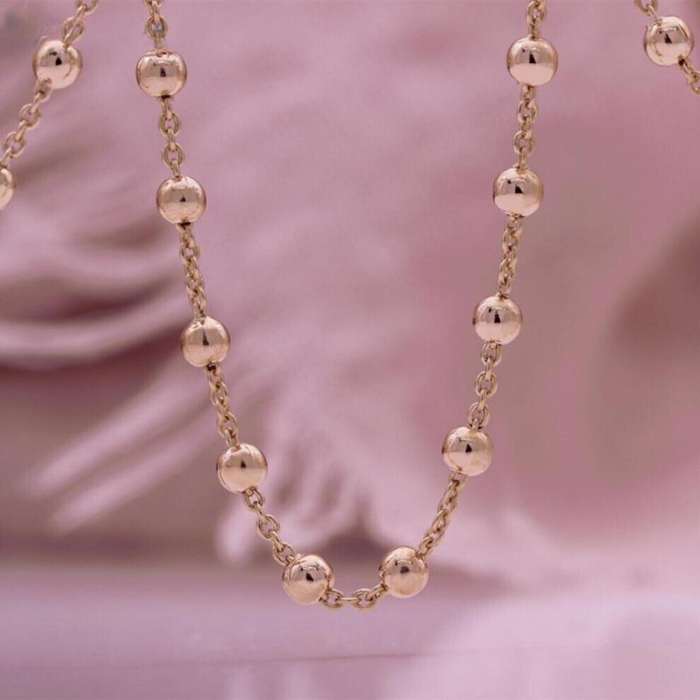 Maxpower (Rose 60Cm) Rose Color Bracelet Necklace Round Bead Chain Exquisite Girl Fresh Gold