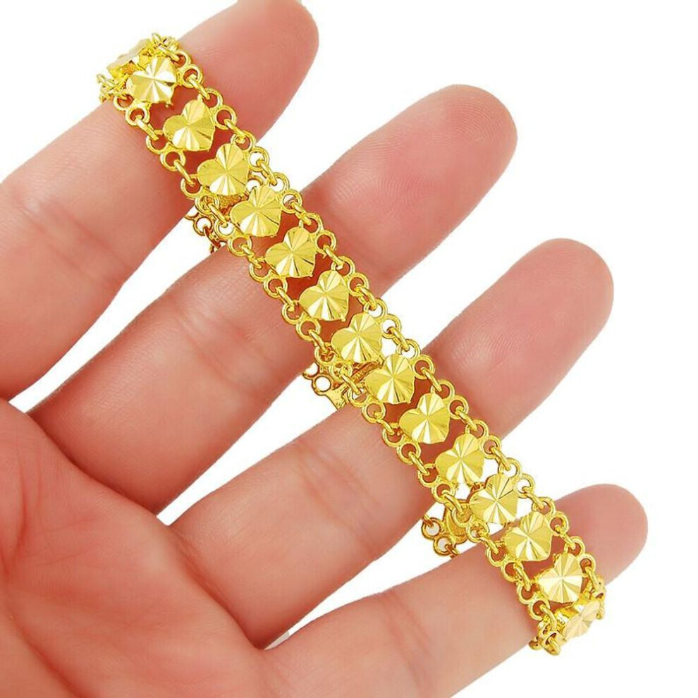 (20CM) New 24k Gold Bracelet 4mm Car Flower Gold Plated Fashion Bracelet For Woman Jewelry Gift