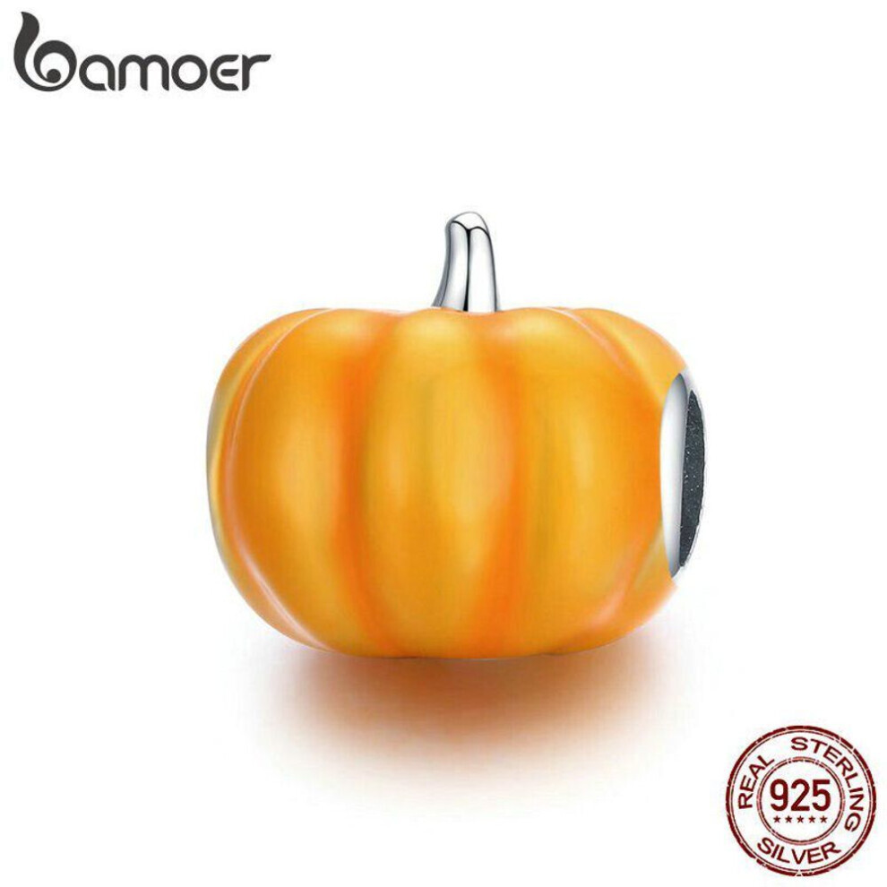 (A) Bamoer 925 Sterling Silver Golden Autumn Series Pendant Cute Squirrel Pumpkin Elegant Ginkgo Maple Leave Charm Bead For Original Bracelet Fine Jewelry