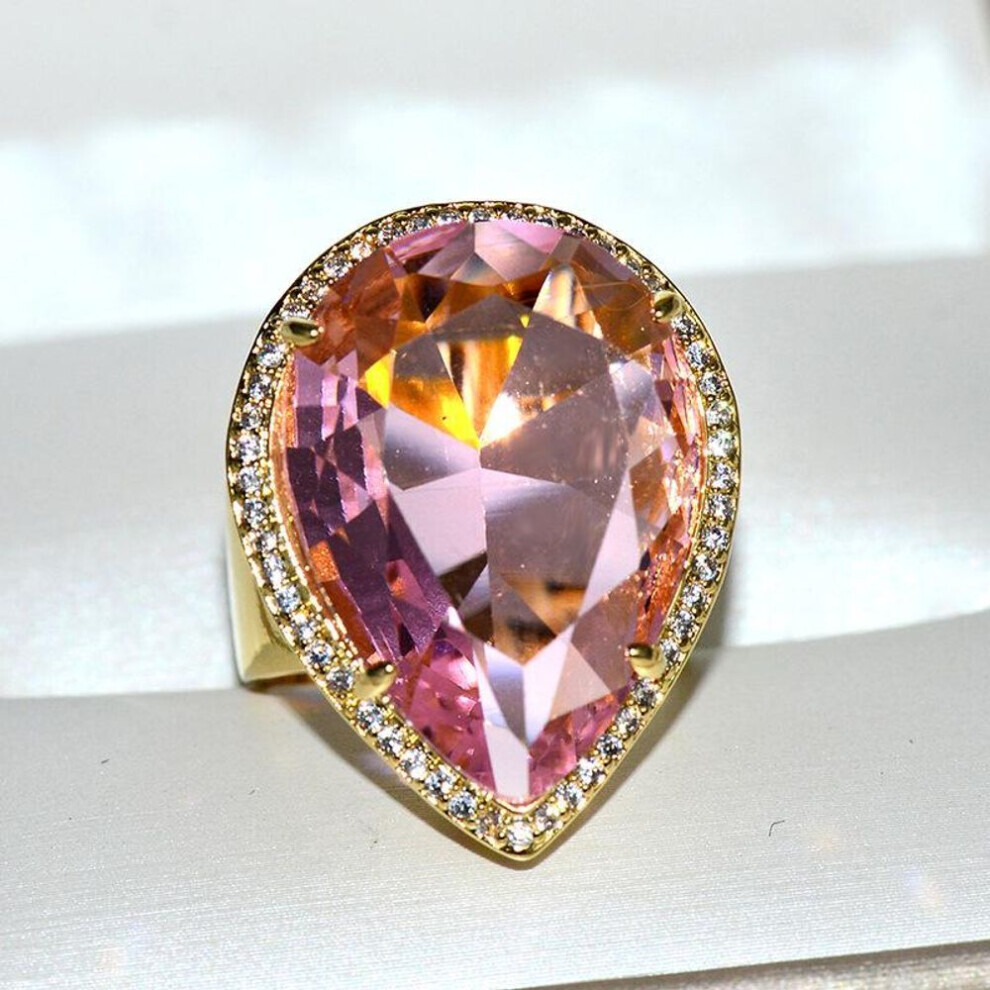 (pink, 6) Bella Box Water Drop Shape Green Vintage Ring For Women Charm Wedding Engagement Fine Jewelry New Trendy