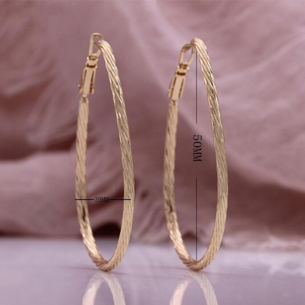 Maxpower (Rose 3.9Cm*5Cm) Large Hoop Earrings Trendy Fashionable Personalized Magazine Style Exaggerated Circle Punk Style Earrings Gold