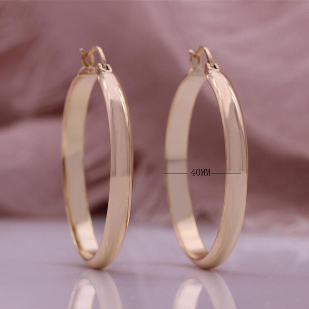 Maxpower (Rose 4Cm) Large Hoop Earrings Trendy Fashionable Personalized Magazine Style Exaggerated Circle Punk Style Earrings Gold