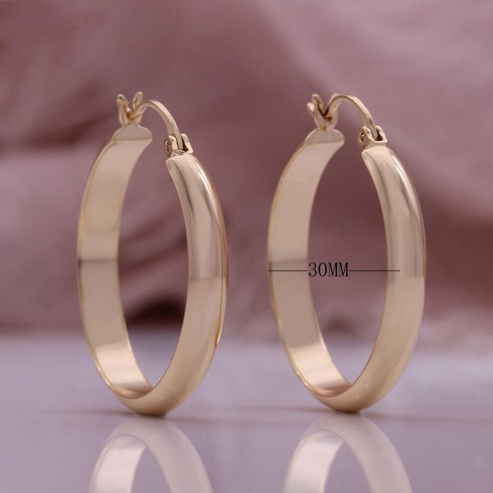 Maxpower (Rose 3Cm) Large Hoop Earrings Trendy Fashionable Personalized Magazine Style Exaggerated Circle Punk Style Earrings Gold