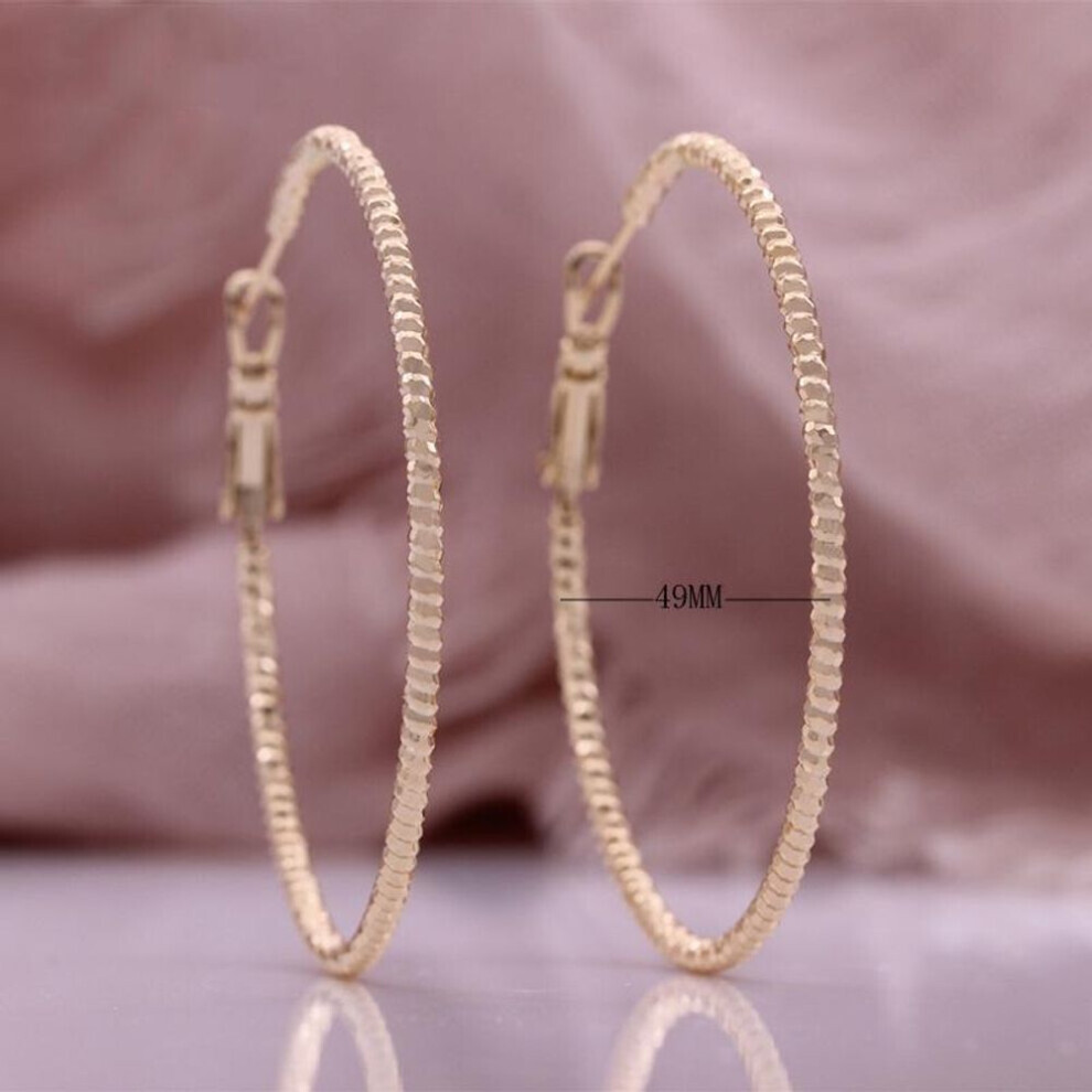 Maxpower (Rose 4.9Cm) Large Hoop Earrings Trendy Fashionable Personalized Magazine Style Exaggerated Circle Punk Style Earrings Gold