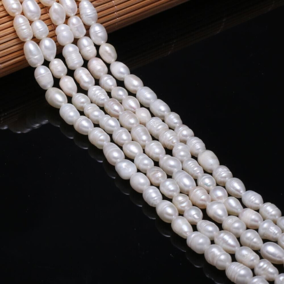 (white, 5-6mm) A Natural Pearl Punch Loose Rice Beads For Fashion Women Necklace Earring Bracelet Brooch Pin Anklet Crystal Accessory M