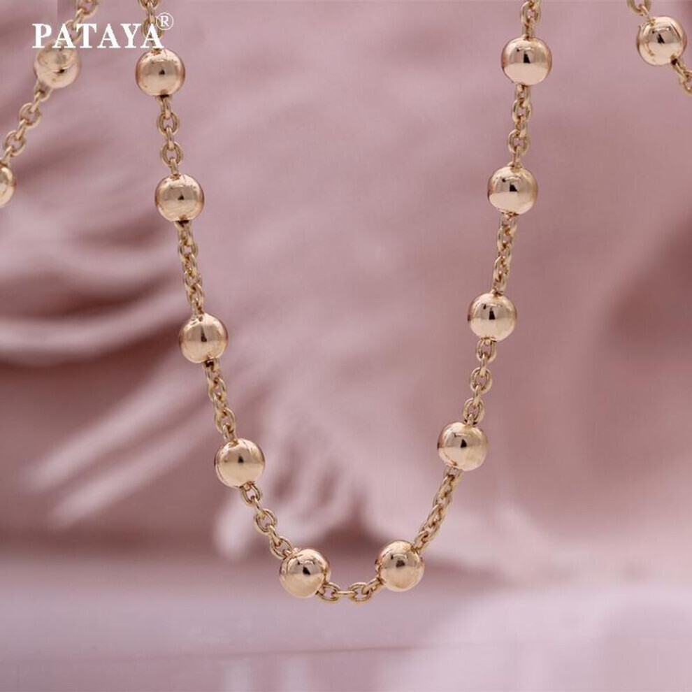 (50CM) Pataya Rose Gold Color Bracelet Necklace Exquisite Girl Fresh Round Bead Chain