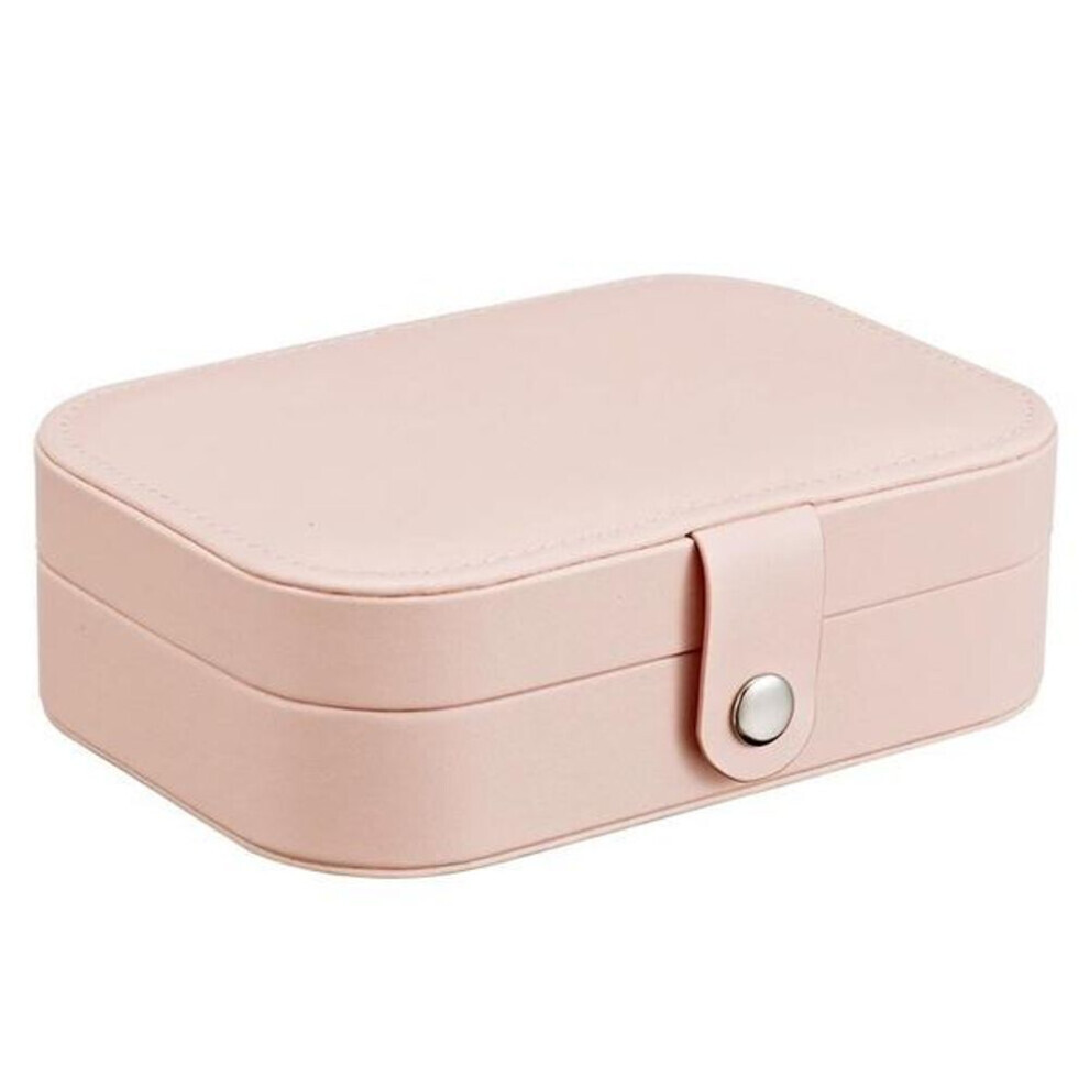 (pink) Portable Jewelry Box Jewelry Organizer Display Travel Jewelry Case Boxes Button Leather Storage Zipper Jewelers Organizer Container Box