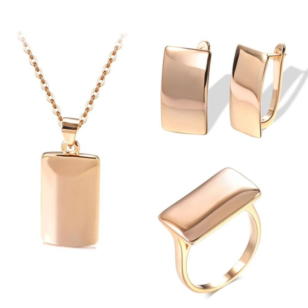 Maxpower (As The Picture, 10) Square Geometric Jewelry Sets For Women Glossy Earrings Rings Necklace Minimalist Fashion Jewelry Golden