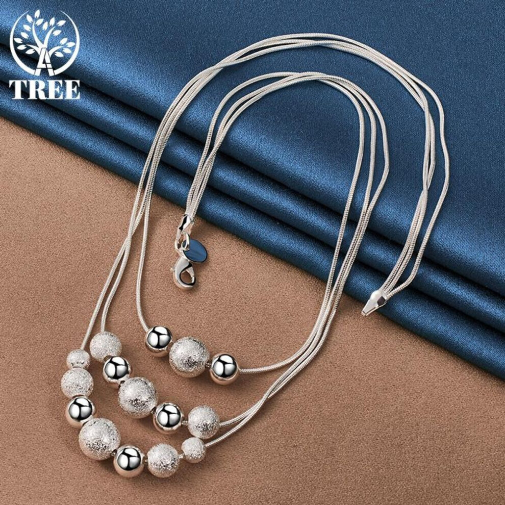 Maxpower (45Cm) 925 Sterling Silver Three Snake Chain Matte Smooth Pendant Necklace Jewelry