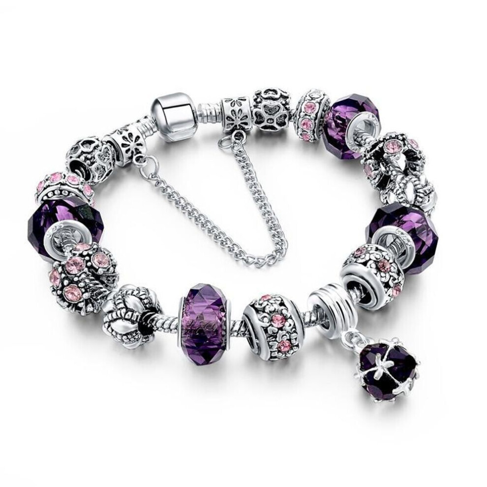 (purple, 21cm) Charm Amethyst Pendant Bracelet Lady Diy Fashion Beaded Bracelet
