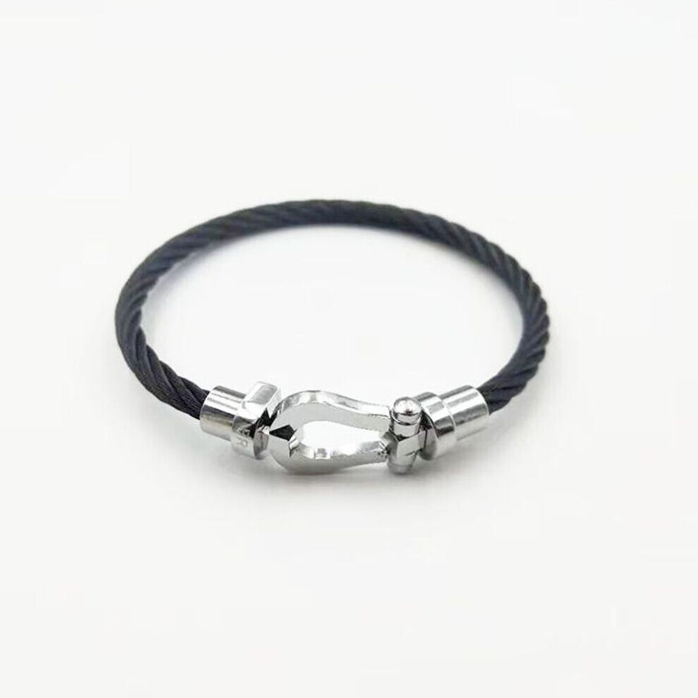 Maxpower (As The Picture, 19Cm) Horseshoe Magnet Clasp Stainless Steel Wire Bracelet Couple Bracelet Simple Jewelry Accessories Not,Specified