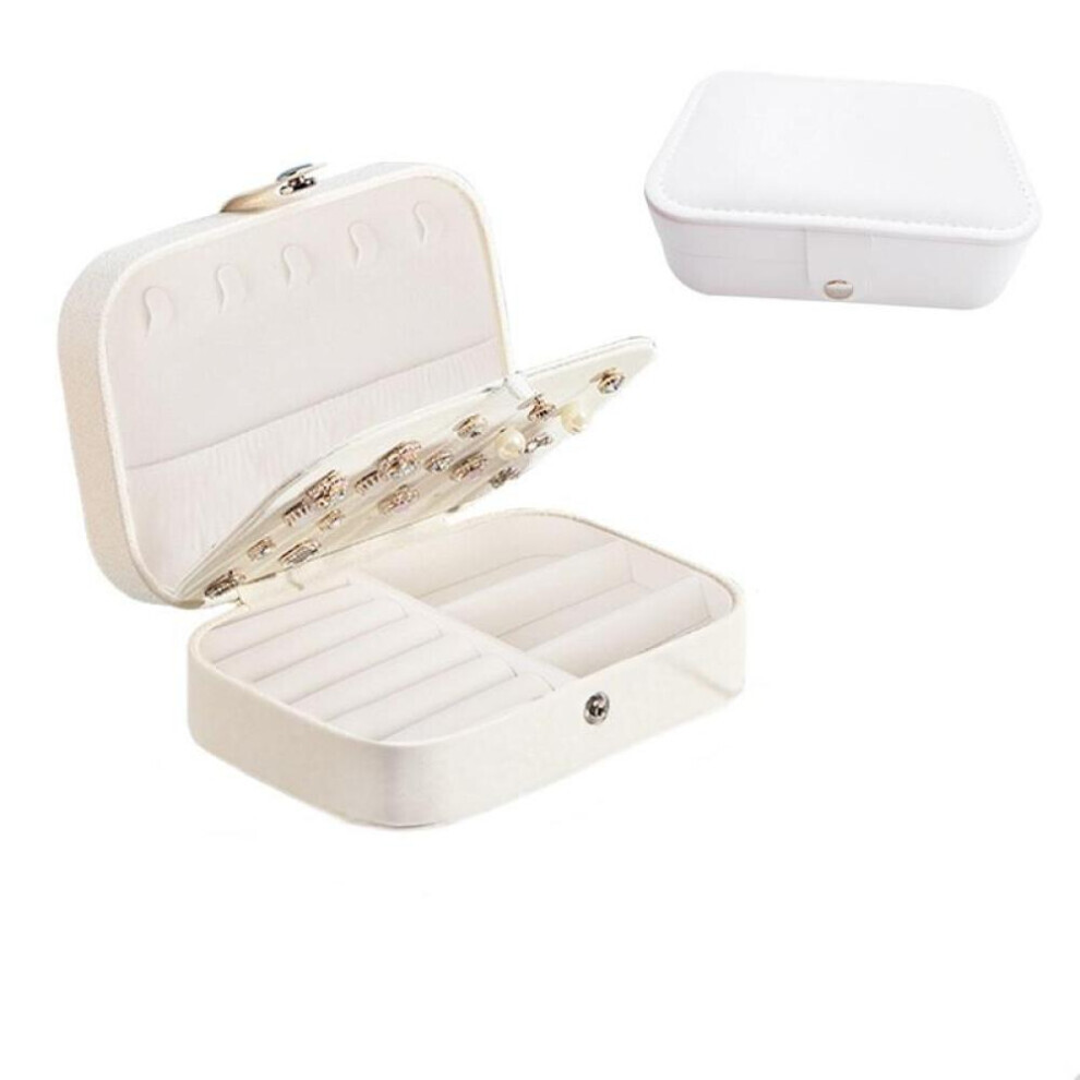 (Cream) Korean Version Simple Ins Style Portable Jewelry Storage Box 2023 New High-end Exquisite Large Capacity Travel Jewelry Bag