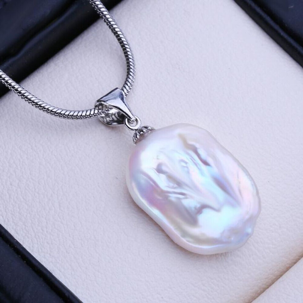 Maxpower (White) Lsooyh Natural Freshwater Big Baroque Pearl Pendant Classic Pendant Necklaces For Women Girl Birthday Gift White