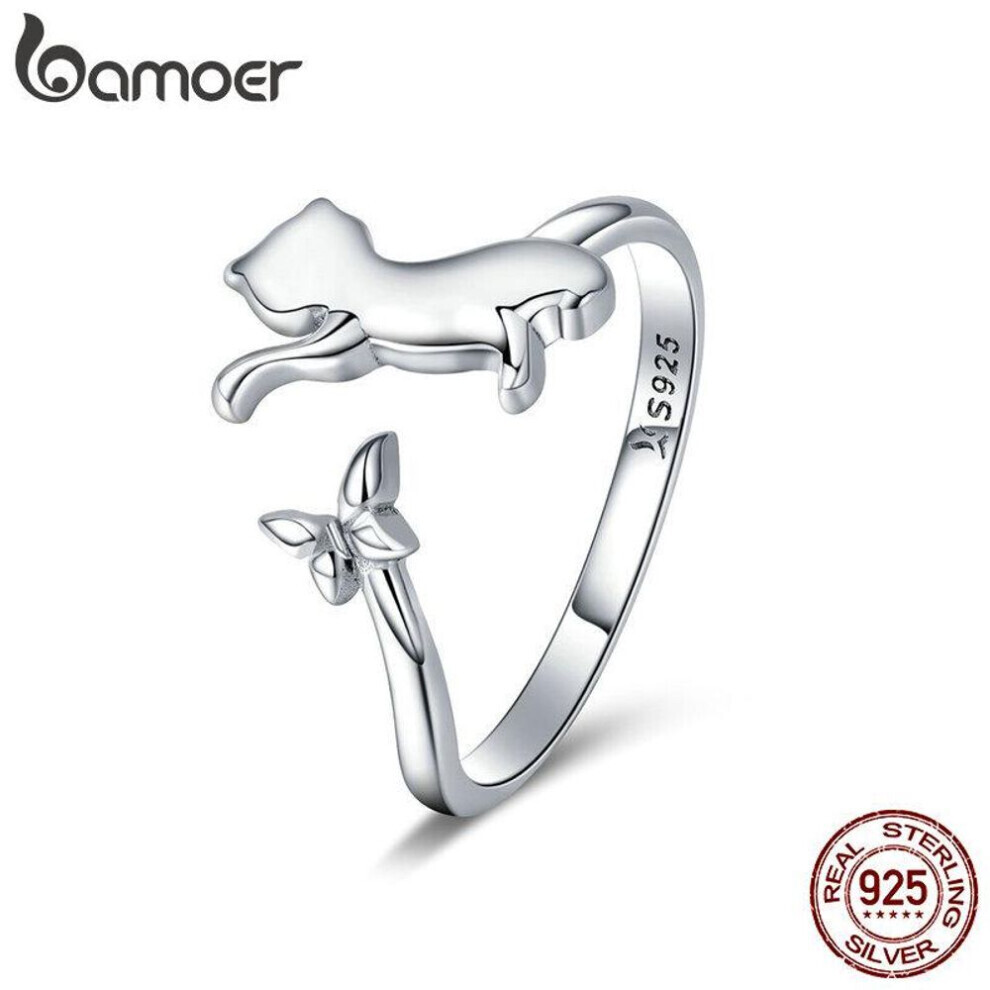Maxpower (Scr443) Bamoer Authentic 925 Sterling Butterfly Tail Cat Adjustable Finger Rings Silver