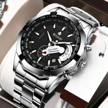 (black) Fashion Automatic Movement Watch Men's Calendar Waterproof Luminous Non-mechanical Watch Large Dial