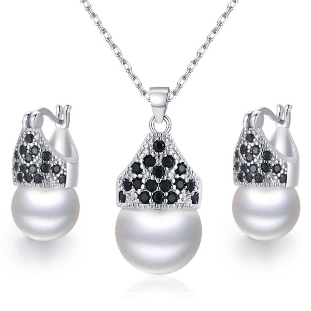 (As The Picture) BLACK AWN Women Pearls Jewelry Sets Drop Earrings & Necklace for Women