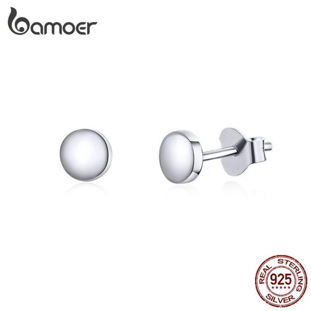 Maxpower (Silver) Bamoer Authentic 925 Sterling Simple Bean Unique Stud Earrings For Women Silver