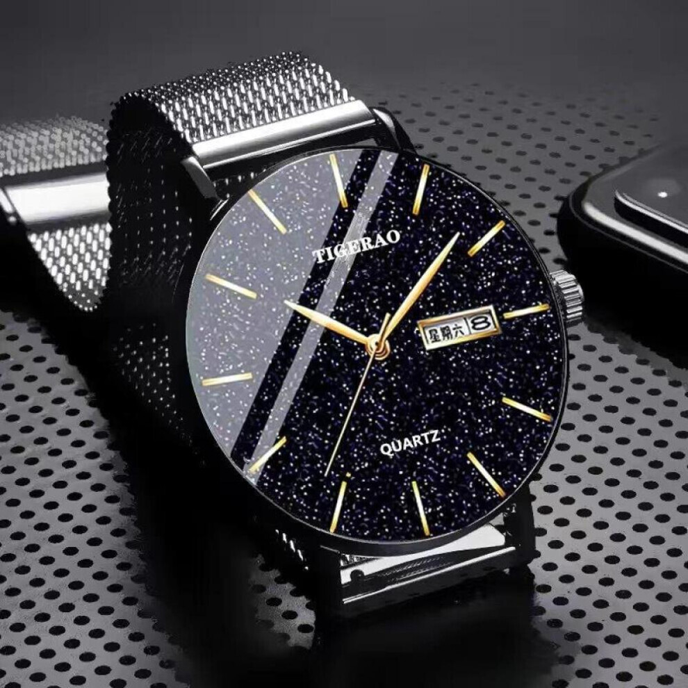 Maxpower (Black) Watch Men's Waterproof Double Calendar Trend Starry Sky Quartz Watch Luminous New Style