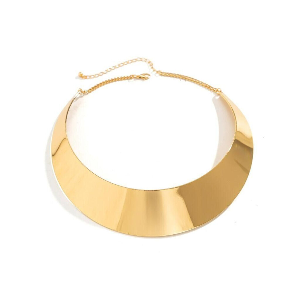(gold) Chunky Collar Neck Jewelry Punk Wire Torques Choker Necklace Wide Smooth Chain Women Necklace