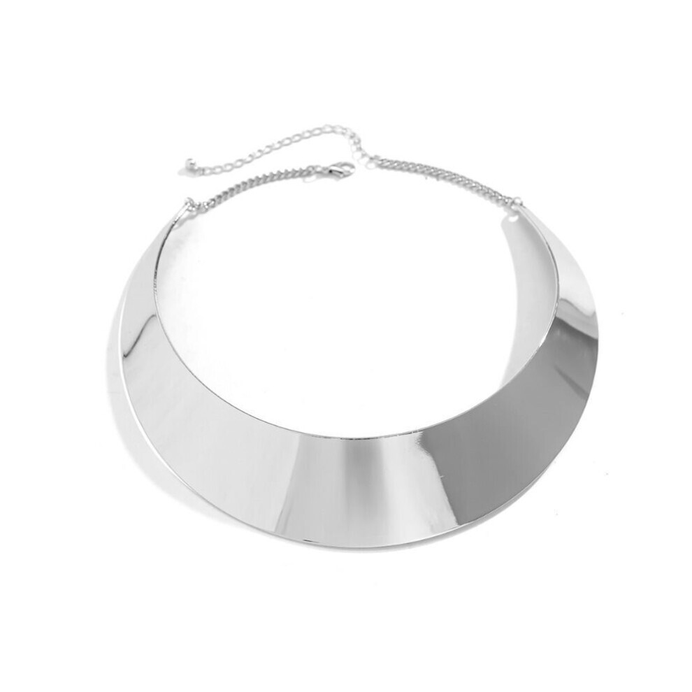 Maxpower (Silver) Chunky Collar Neck Jewelry Punk Wire Torques Choker Necklace Wide Smooth Chain Women Necklace Silver