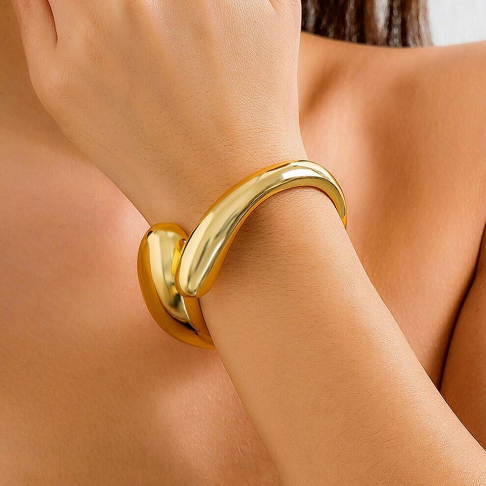 Maxpower (As The Picture) Creative Water Drop Bracelet Fashion Statement Color Adjustable Cuff Open Bracelet Women's Retro Aesthetic Bangle Jewelry Gold