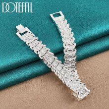 (20cm) Strap Bracelet 925 Sterling Silver Women Men Fashion Wedding Jewelry