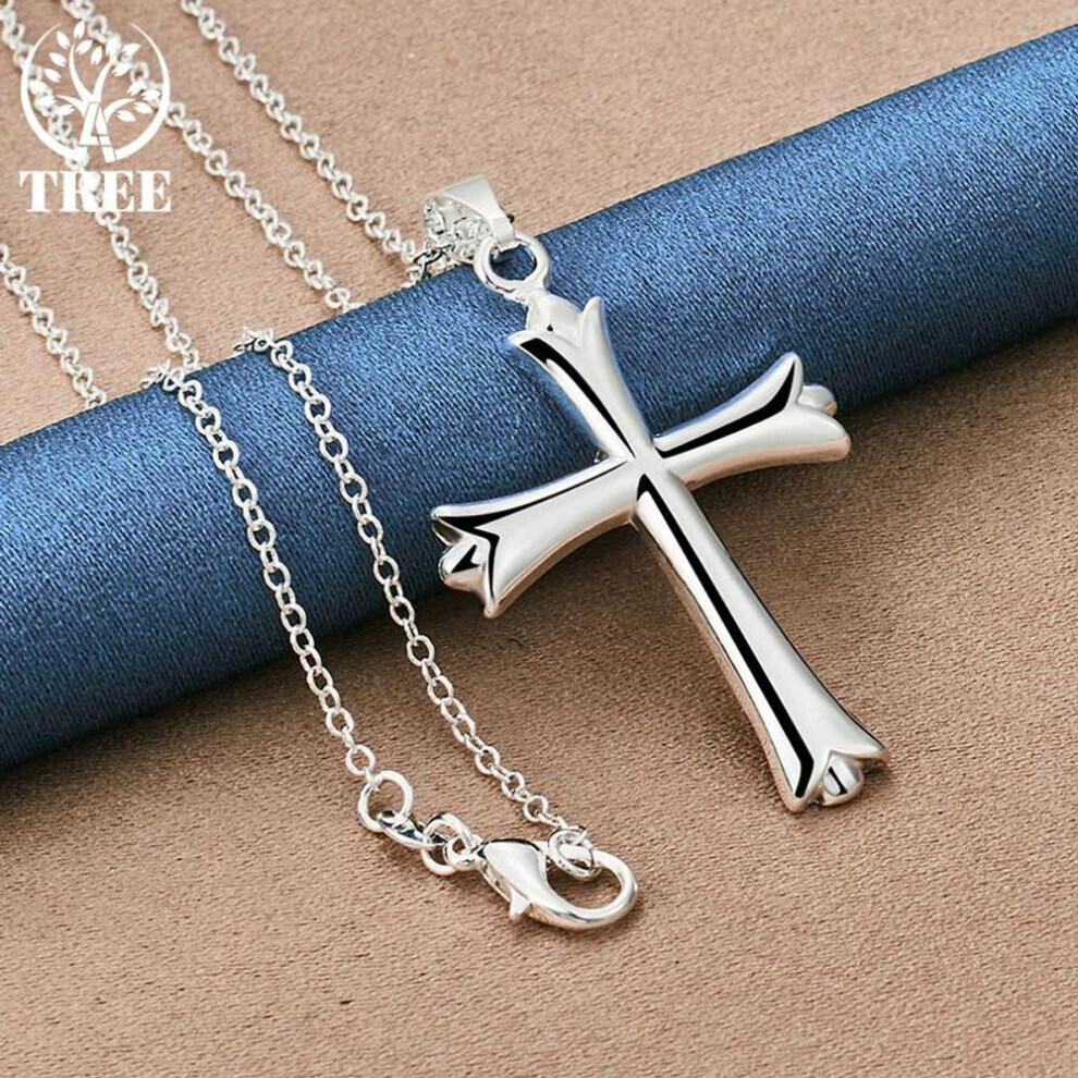 Maxpower (45Cm) 925 Sterling Smooth Cross Pendant Necklace Jewelry Silver