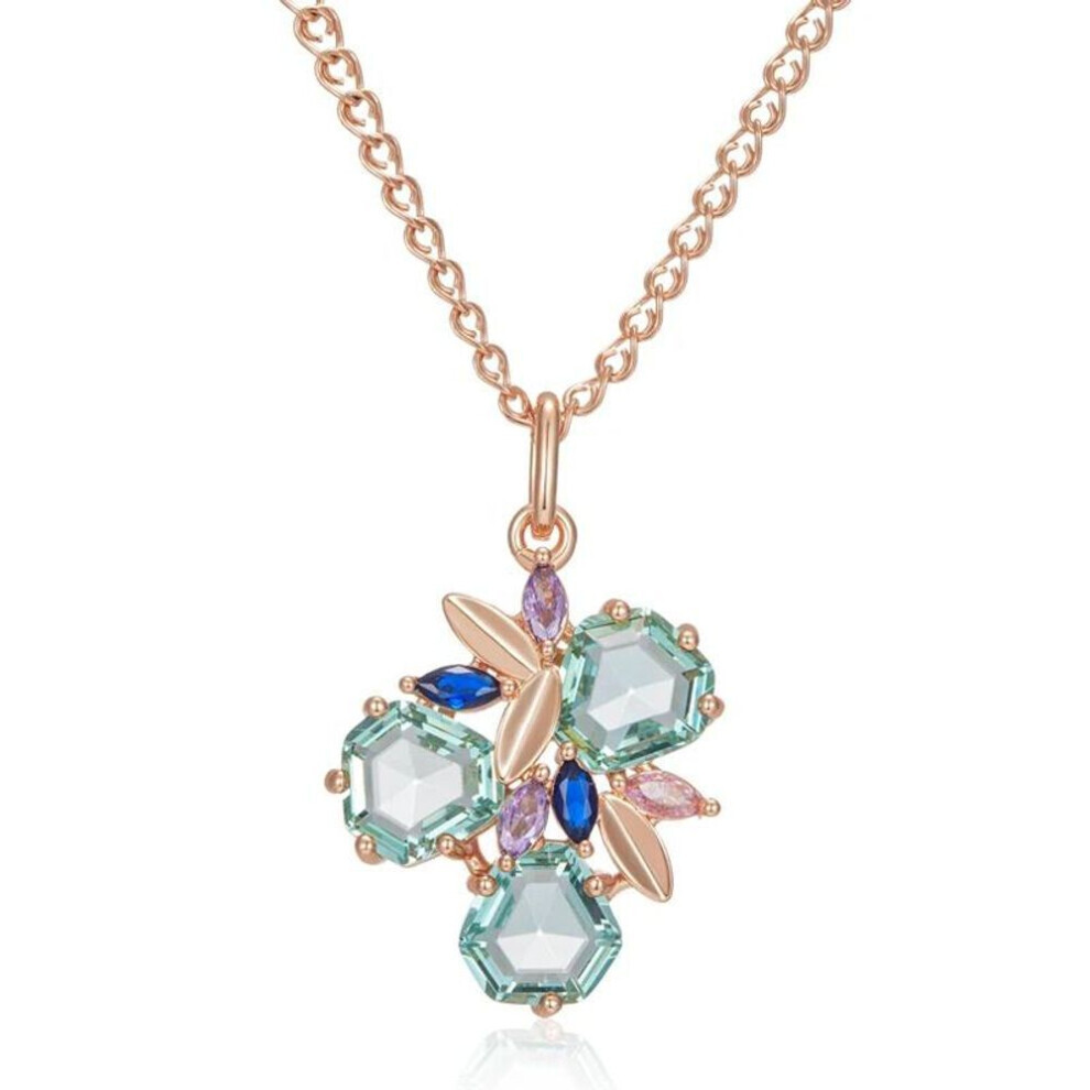 Maxpower (As The Picture) Geometric Light Zircon Large Pendant Necklace For Women Classic Double Hollow Golden Chain Luxury Jewelry Green