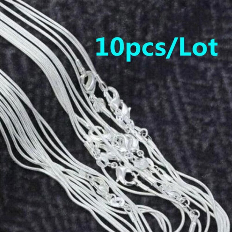 Maxpower (50Cm) 925 Sterling 10 Pieces 1Mm Snake Chain Necklace Silver