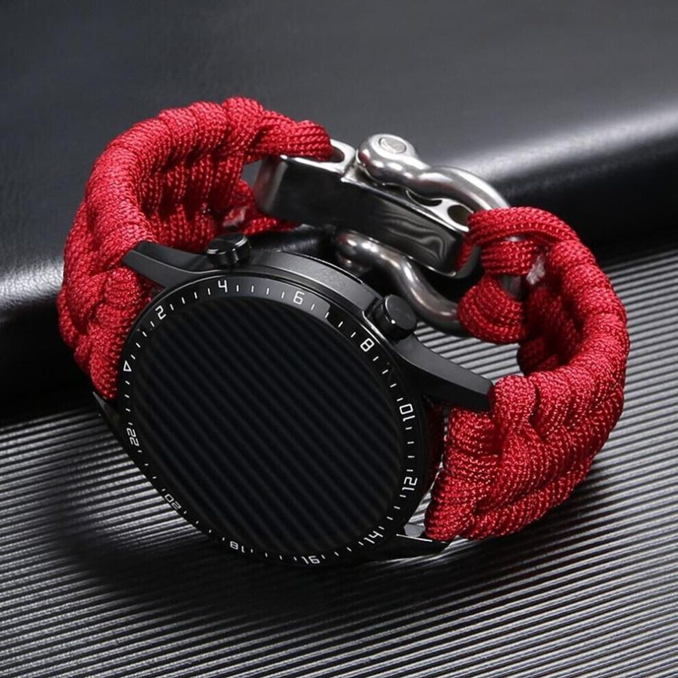 Maxpower (, 22Mm) New Upgrade 22Mm/20Mm Adjustable Buckle Rope Watch Band Nylon Strap Red