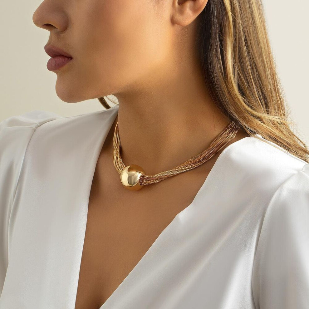 Maxpower (As The Picture) Trendy Chain Necklace For Women Statement Alloy Metal Big Ball Chain Pendant Necklace Jewelry Not,Specified