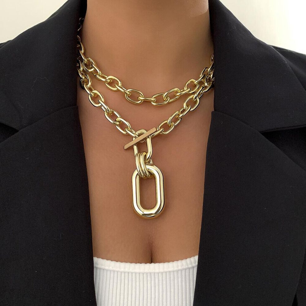 Maxpower (Gold) Fashion Big Necklace For Women Twist Chunky Thick Lock Choker Chain Necklaces Party Jewelry Gold