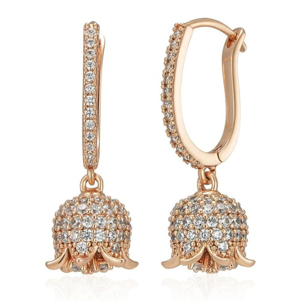 (as the picture) Full Inlay Zircon Flower Pendant English Earrings For Women Luxury Wedding Jewelry Accessories