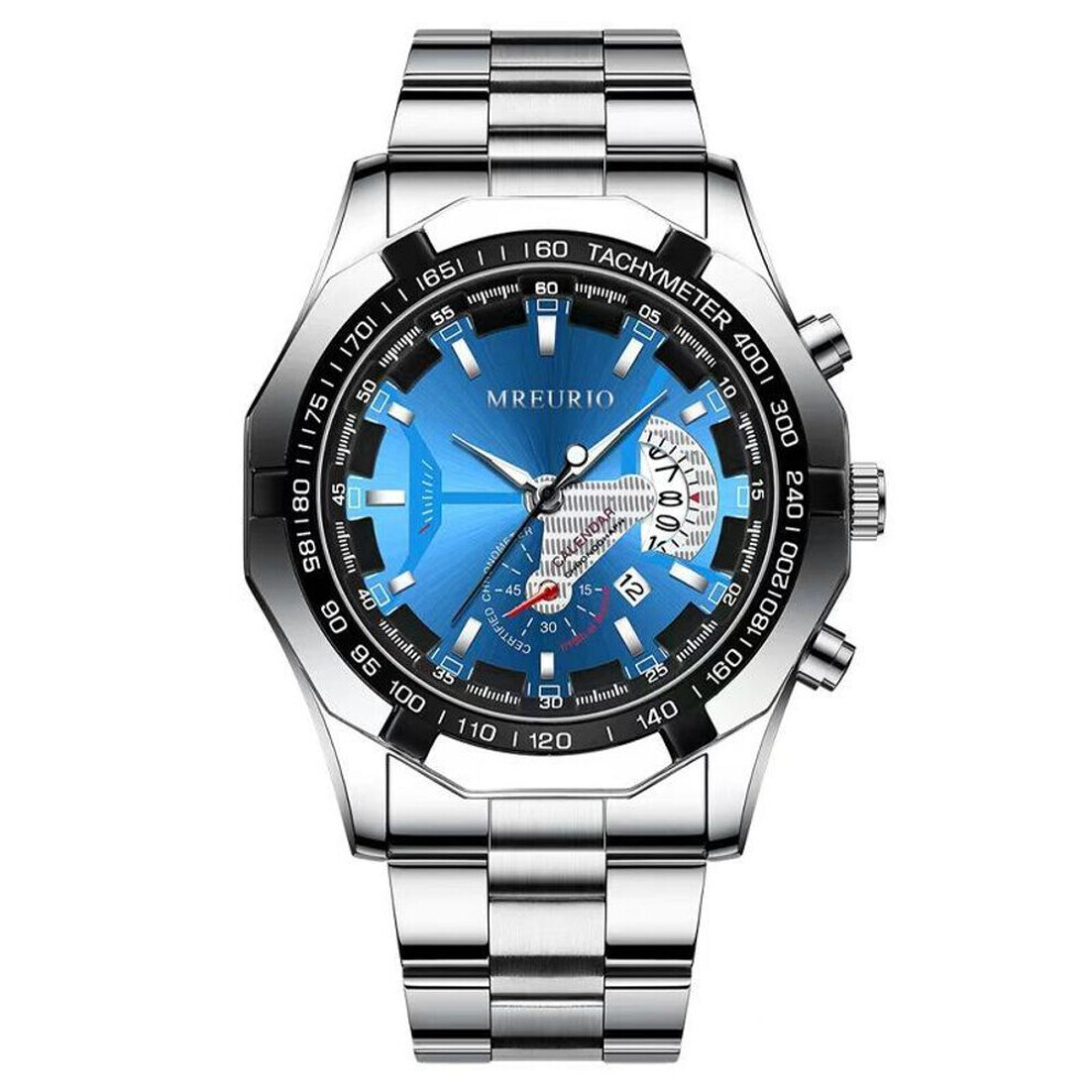(silver,blue) Men&apos;s Big Dial Quartz Watches Original Design Business Man&apos;s Wristwatches Top Luxury Best Gifts For Husband,family,friend