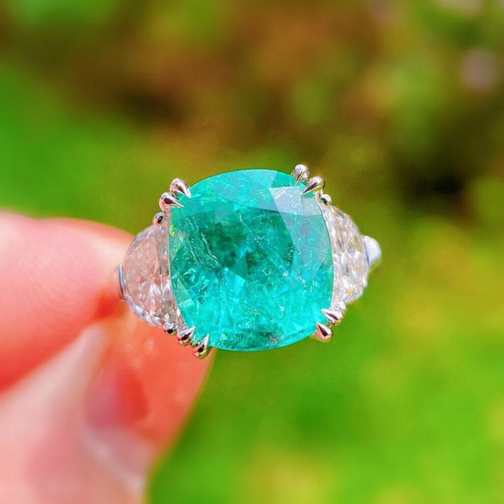 (blue, Adjustable Opening) Bella Box New Elegant Oval Shape Blue Opening Temperament Rings For Women Zircon Engagement Party Fine Simple Jewelry