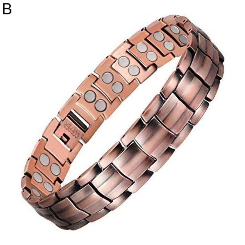 (B) Men Bracelet Magnetic Pure Copper Durable Smooth Therapy Bracelet For Daily Wear