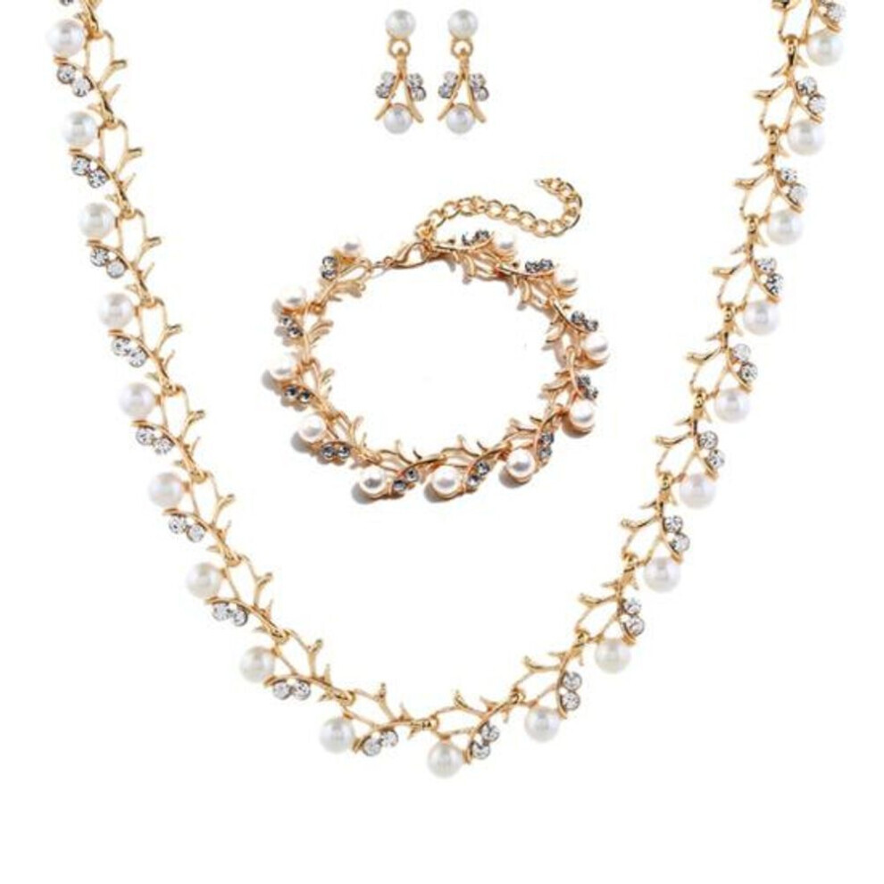 Maxpower (3Pcs) Elegant Necklace Earrings Bracelet Bridal Jewelry Gift