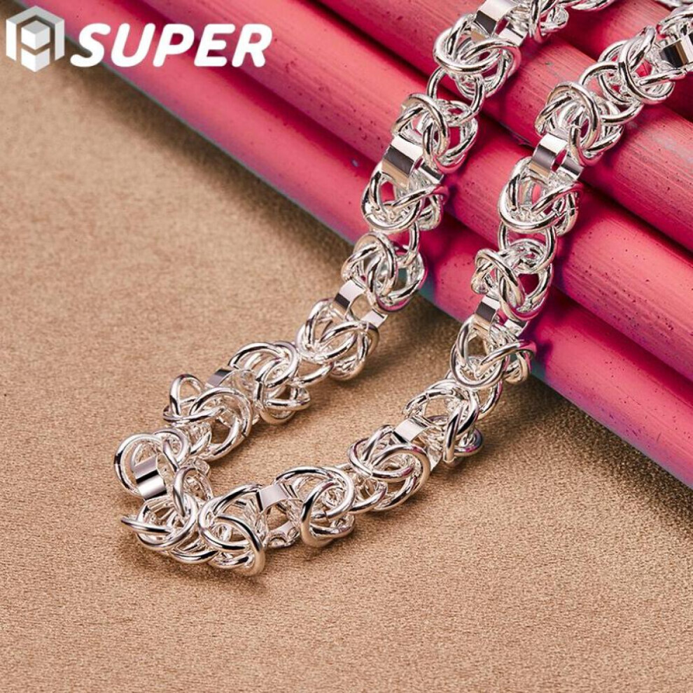 (45cm) 925 Sterling Silver Ot Button Many Circles Chain Necklace Jewelry